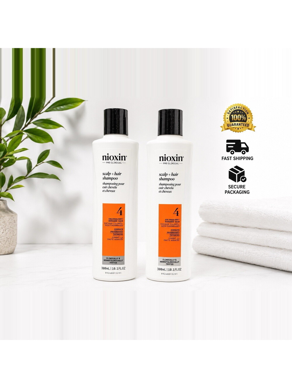 Nioxin System 4 Scalp + Hair Shampoo 10.1 fl oz 300ml Lot of 2 Colored Hair